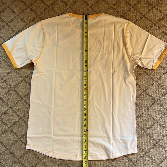 drewhouse Cream and yellow short sleeve ringer T-shirt w 2 cherubs, heart NWT L - Picture 6 of 10